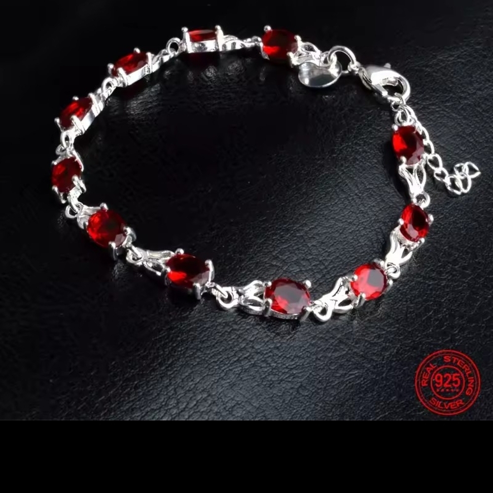 Ruby 925 Sterling Silver Bracelet *( Stamp))